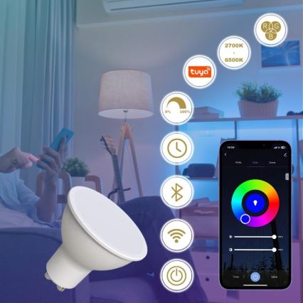Λάμπα LED RGBW Dimmable GU10/4,5W/230V 2700-6500K Wi-Fi Tuya