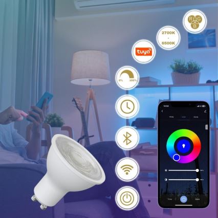 Λάμπα LED RGBW Dimmable GU10/4,5W/230V 2700-6500K Wi-Fi Tuya
