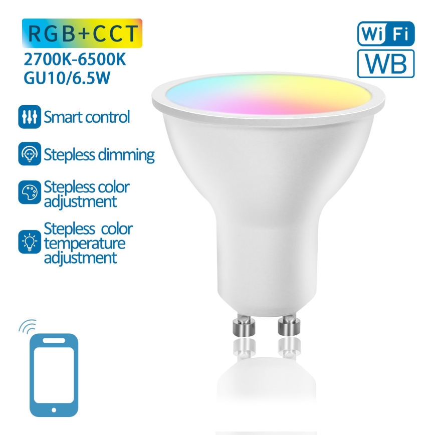 Λάμπα LED RGBW Dimmable GU10/6,5W/230V 2700-6500K Wi-Fi - Aigostar