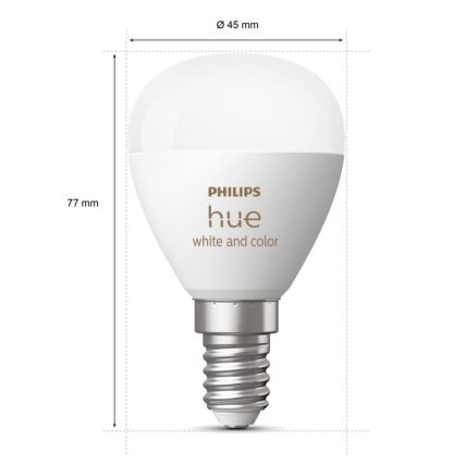 Λάμπα LED RGBW Dimmable Philips Hue White And Color Ambiance P45 E14/5,1W/230V 2000-6500K