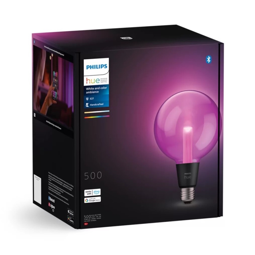 Λάμπα LED RGBW Dimmable Philips Hue White And Color Ambiance G125 E27/6,8W/230V 2000-6500K