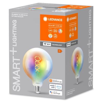 Λάμπα LED RGBW Dimmable SMART+ FILAMENT E27/4,8W/230V 2700-6500K Wi-Fi - Ledvance