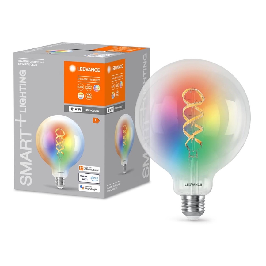 Λάμπα LED RGBW Dimmable SMART+ FILAMENT E27/4,8W/230V 2700-6500K Wi-Fi - Ledvance