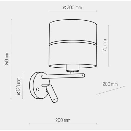 Λάμπα LED επιτοίχια HILTON 1xE27/15W/230V + LED/3W/230V ορειχάλκινο/μαύρο