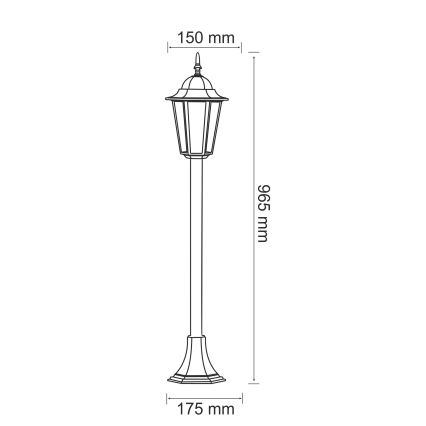 Λάμπα εξωτερικού χώρου 1xE27/20W/230V IP43 96,5 cm μαύρο