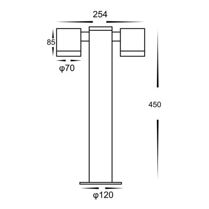 Λάμπα εξωτερικού χώρου KETTO 2xGU10/60W/230V IP44 μαύρο