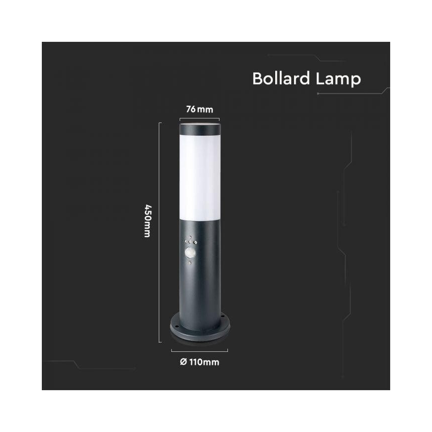 Λάμπα εξωτερικού χώρου με αισθητήρα 1xE27/60W/230V IP44 45cm ανθρακί