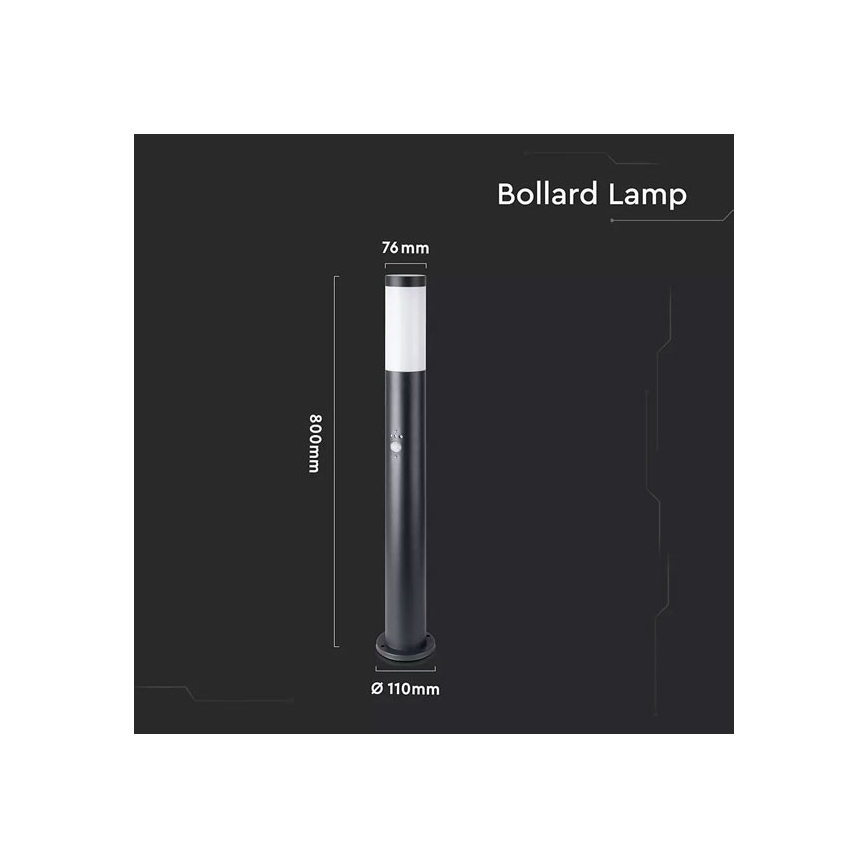 Λάμπα εξωτερικού χώρου με αισθητήρα 1xE27/60W/230V IP44 80cm μαύρο
