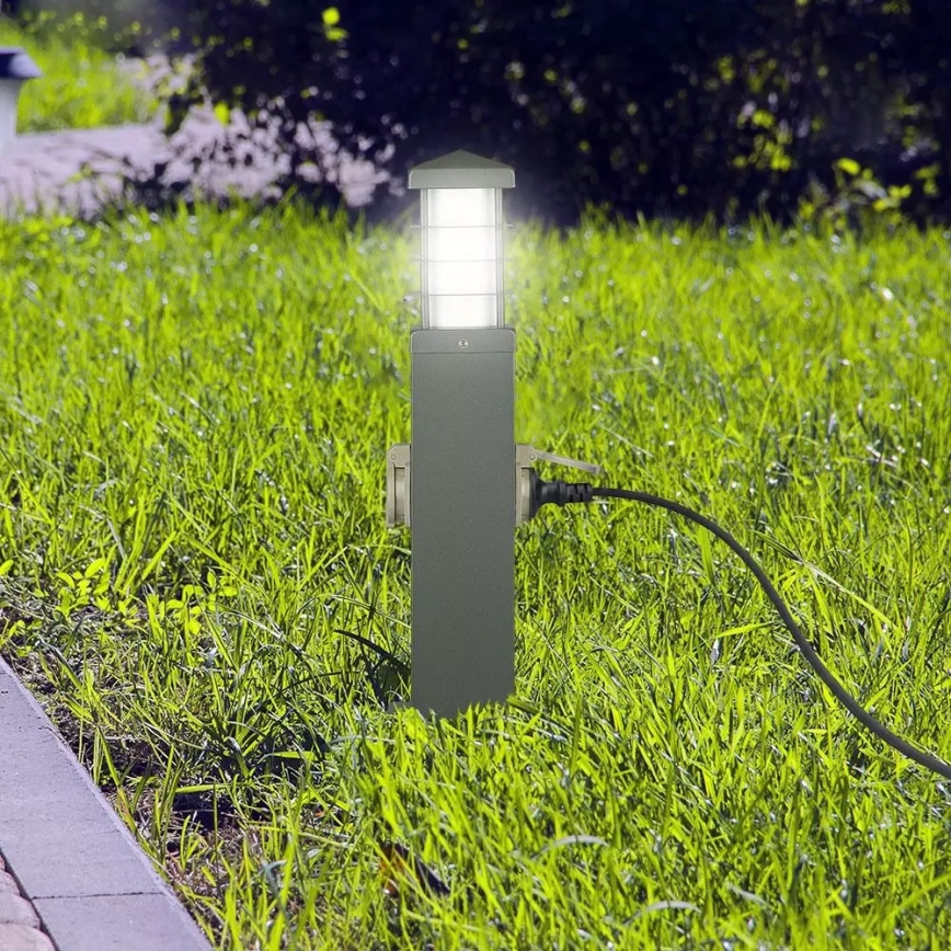 Λάμπα εξωτερικού χώρου με πρίζες SCHUKO 1xE27/13W/230V IP44