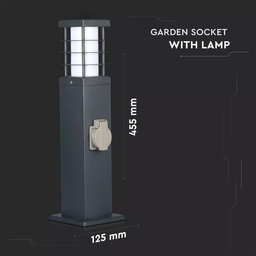 Λάμπα εξωτερικού χώρου με πρίζες SCHUKO 1xE27/13W/230V IP44