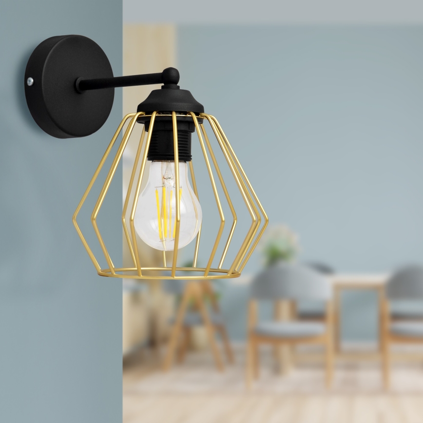 Λάμπα τοίχου AGAT 1xE27/15W/230V χρυσαφί/μαύρο