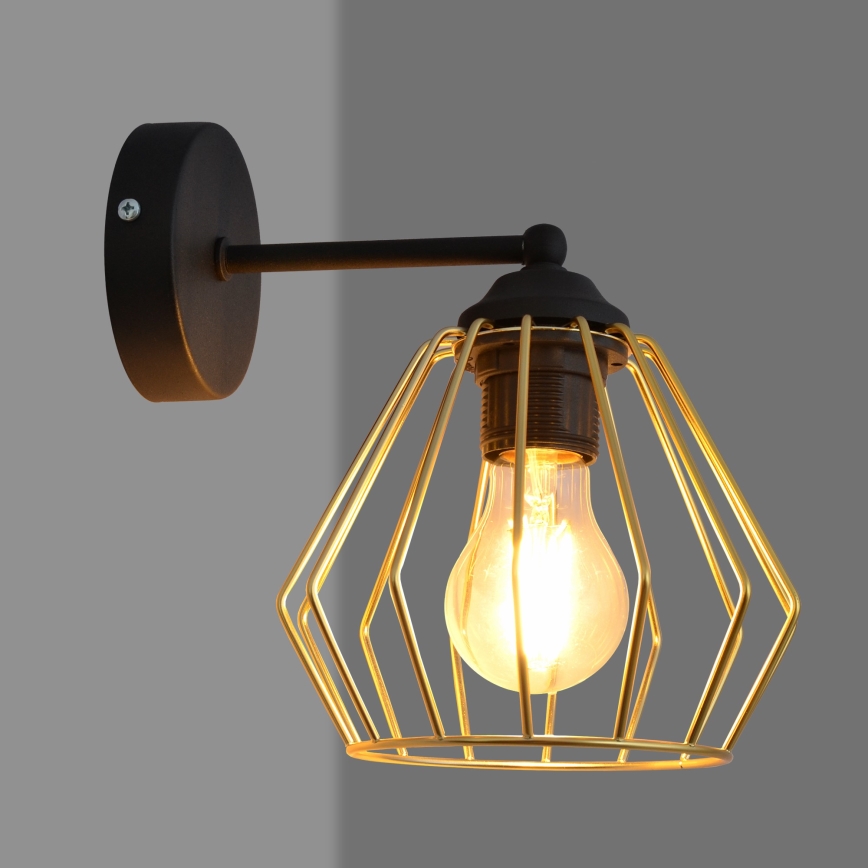 Λάμπα τοίχου AGAT 1xE27/15W/230V χρυσαφί/μαύρο