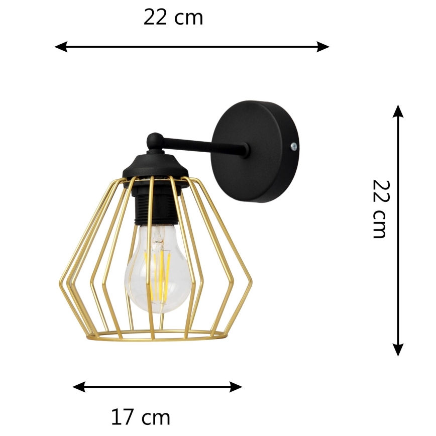 Λάμπα τοίχου AGAT 1xE27/15W/230V χρυσαφί/μαύρο