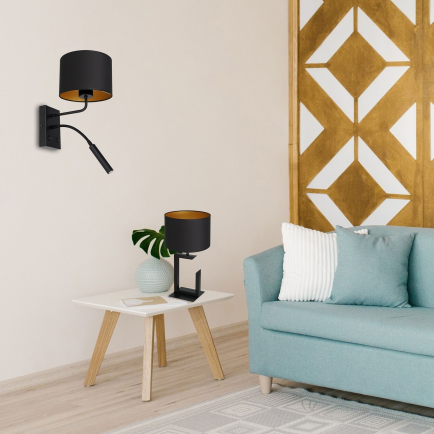 Λάμπα τοίχου ARDEN 1xE27/60W/230V + 1xG9/8W μαύρο/χρυσό