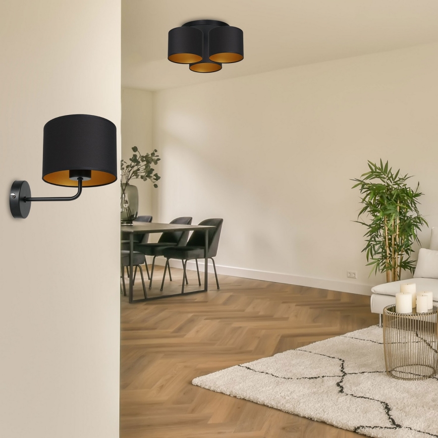 Λάμπα τοίχου ARDEN 1xE27/60W/230V μαύρο/χρυσό