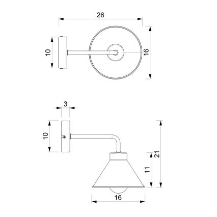 Λάμπα τοίχου DEMET 1xE27/60W/230V μαύρο/χρυσό