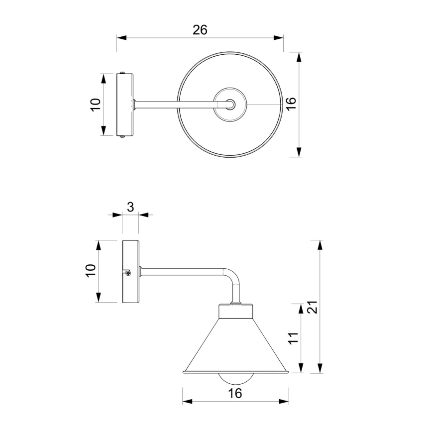 Λάμπα τοίχου DEMET 1xE27/60W/230V μαύρο/χρυσό