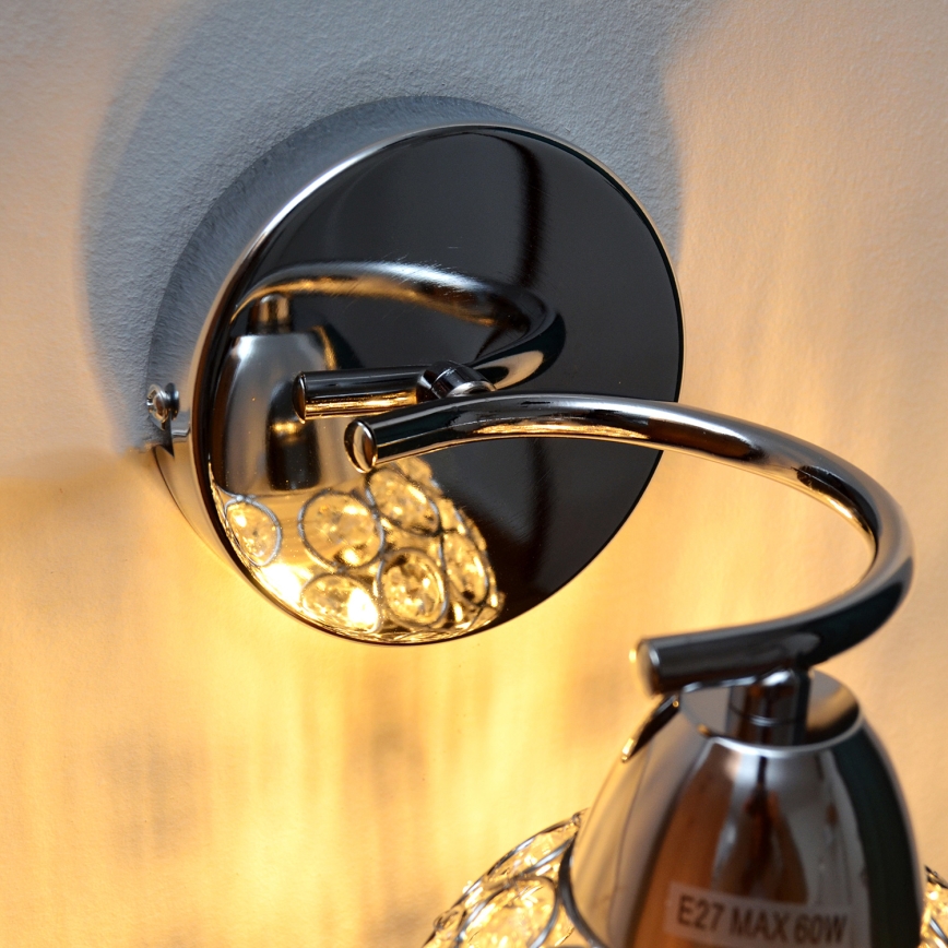 Λάμπα τοίχου DORIS 1xE27/15W/230V γυαλιστερό χρώμιο/διαφανής
