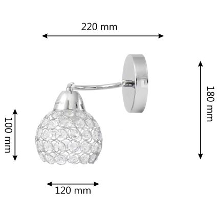 Λάμπα τοίχου DORIS 1xE27/15W/230V γυαλιστερό χρώμιο/διαφανής