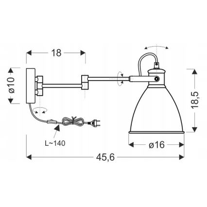 Λάμπα τοίχου ESPERA 1xE27/40W/230V