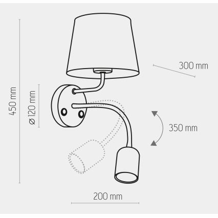 Λάμπα τοίχου MAJA 1xE27/15W/230V + 1xGU10/10W/230V λευκό