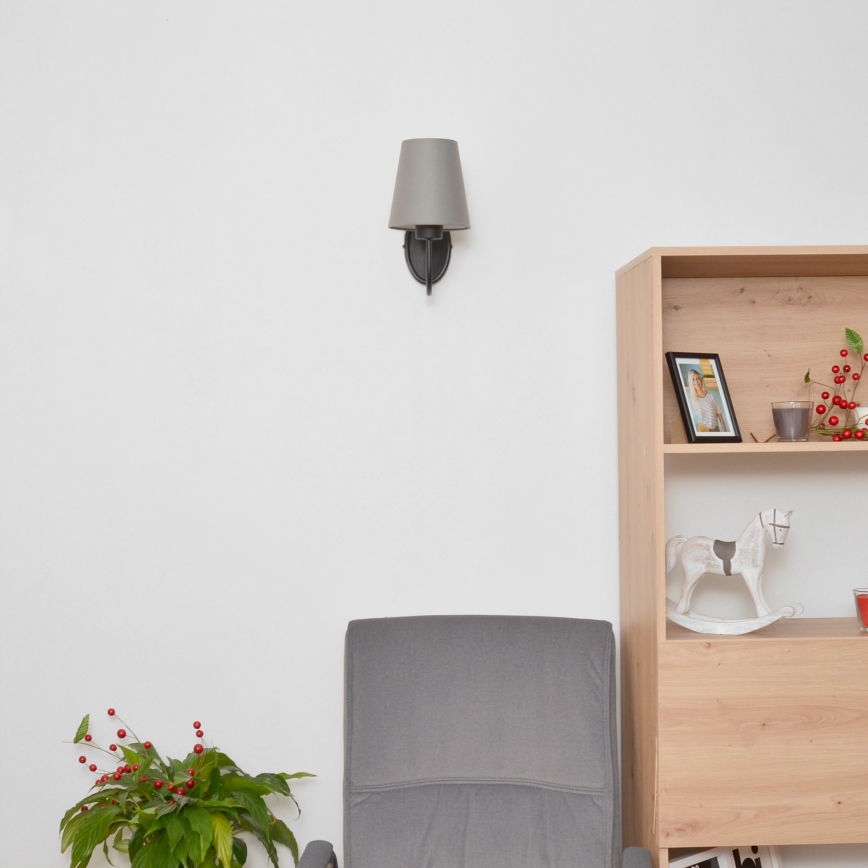 Λάμπα τοίχου MALBO 1xE27/15W/230V γκρι/μαύρο