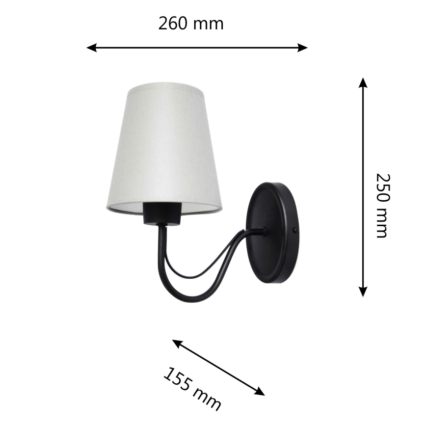 Λάμπα τοίχου MALBO 1xE27/15W/230V γκρι/μαύρο