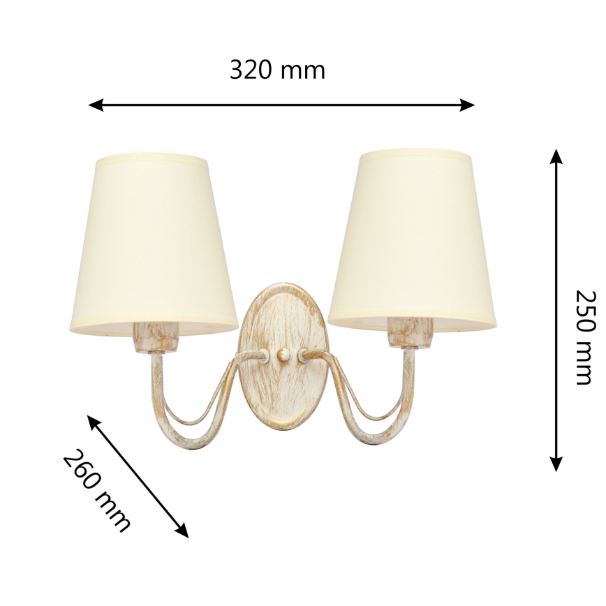Λάμπα τοίχου MALBO 2xE27/15W/230V μπεζ