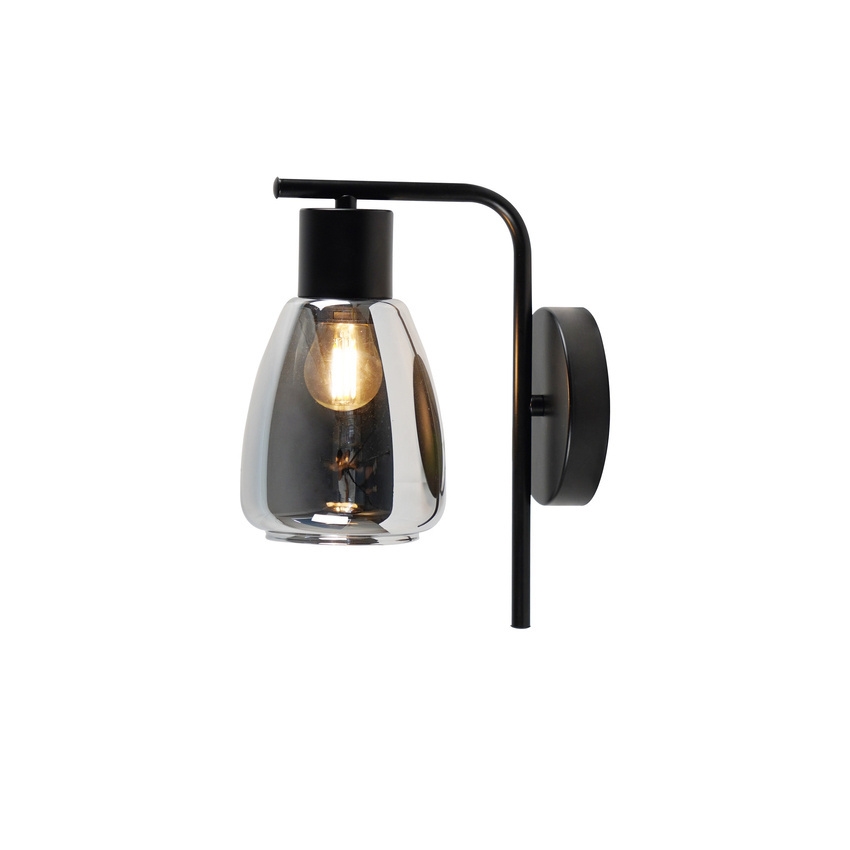 Λάμπα τοίχου MOLDO 1xE27/40W/230V μαύρο/φιμέ μαύρο