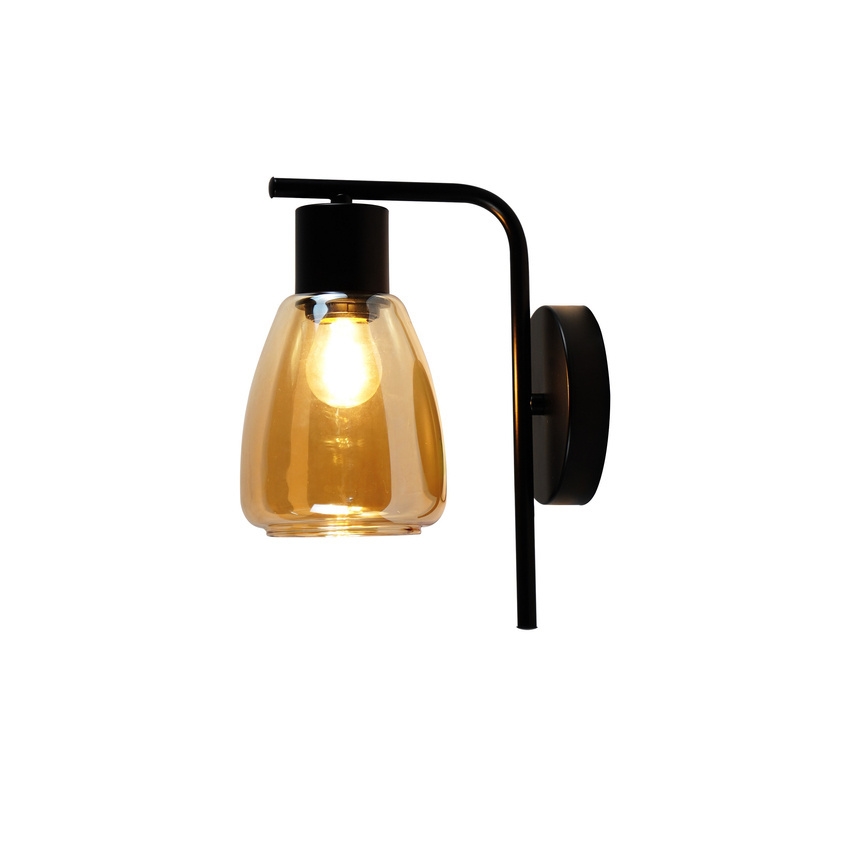 Λάμπα τοίχου MOLDO 1xE27/40W/230V μαύρο/φιμέ μπεζ