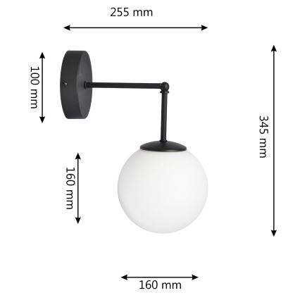 Λάμπα τοίχου MOON 1xE27/15W/230V μαύρο