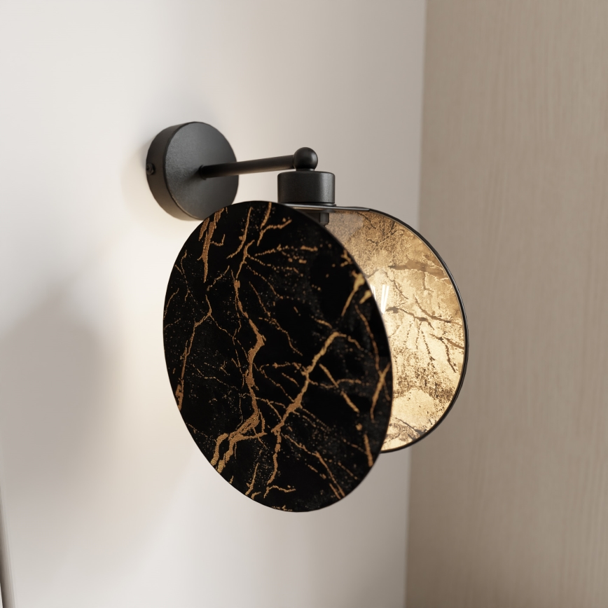 Λάμπα τοίχου MOTIF 1xE27/15W/230V μαύρο/χρυσαφί