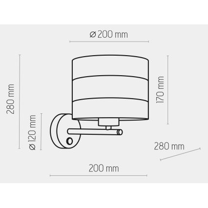 Λάμπα τοίχου TAGO 1xE27/15W/230V μαύρο/χρυσό