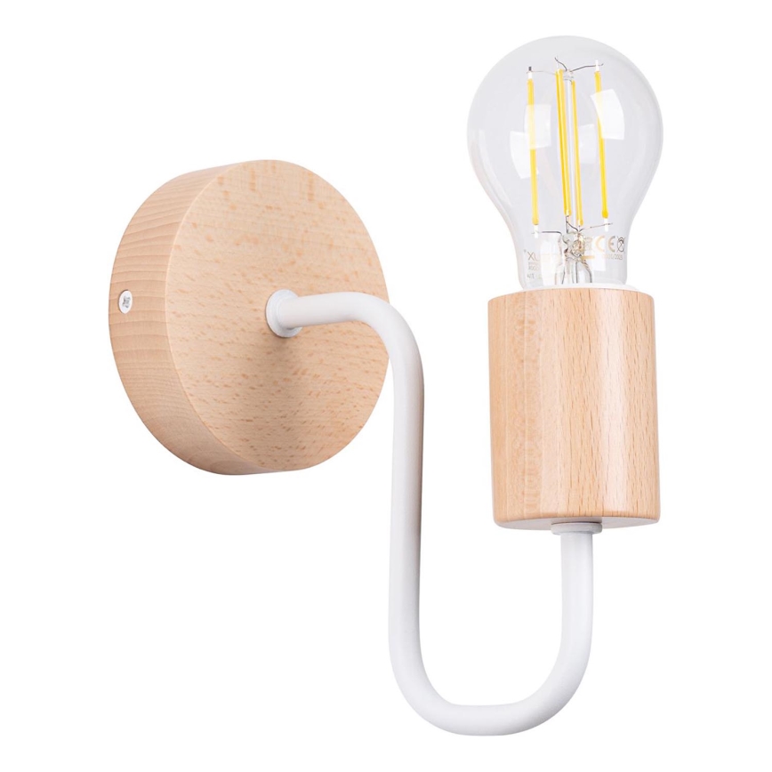 Λάμπα τοίχου TIMBO 1xE27/15W/230V λευκό/μπεζ/οξιά