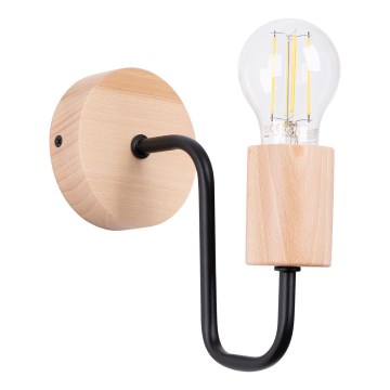 Λάμπα τοίχου TIMBO 1xE27/15W/230V μαύρο/μπεζ/οξιά