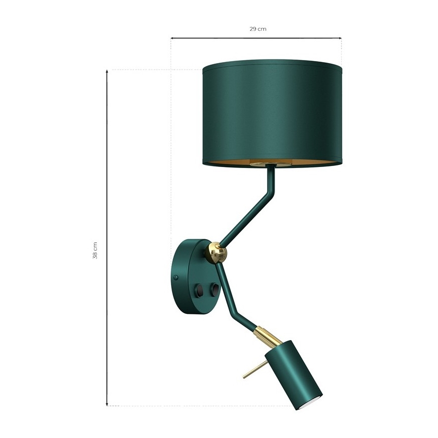Λάμπα τοίχου VERDE 1xE27/60W/230V + 1xGU10-MR11/7W πράσινο
