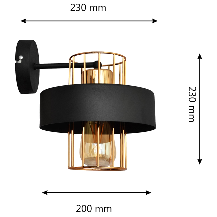 Λάμπα τοίχου VOLTA 1xE27/15W/230V 23 cm μαύρο/χρυσαφί