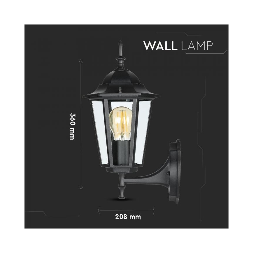 Λάμπα τοίχου εξωτερικού χώρου 1xE27/40W/230V IP44 μαύρο