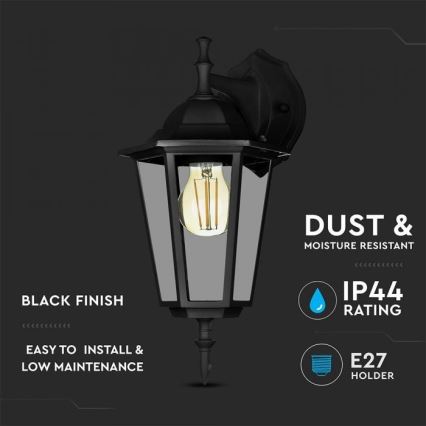 Λάμπα τοίχου εξωτερικού χώρου 1xE27/40W/230V IP44 μαύρο