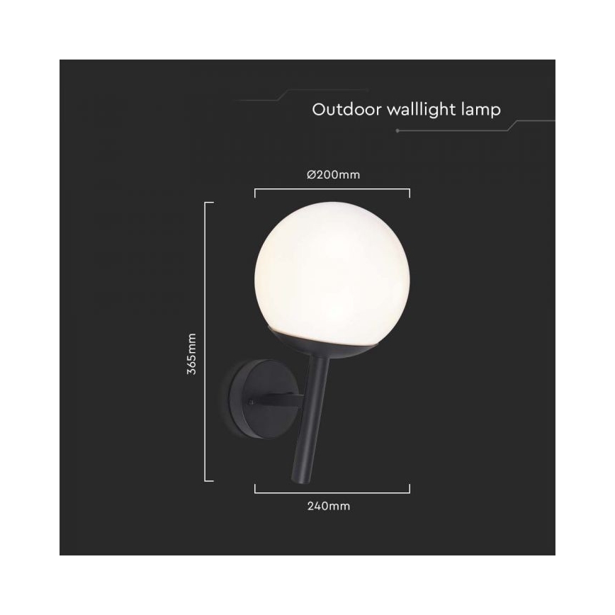 Λάμπα τοίχου εξωτερικού χώρου 1xE27/60W/230V IP44 μαύρο