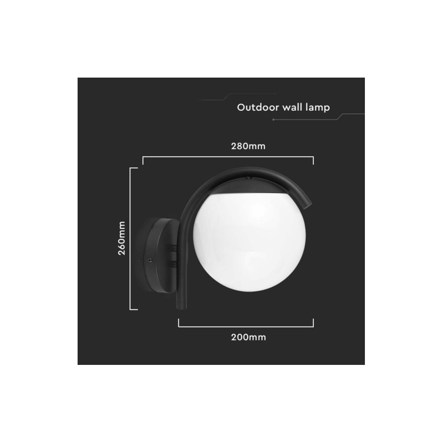 Λάμπα τοίχου εξωτερικού χώρου 1xE27/60W/230V IP44 μαύρο