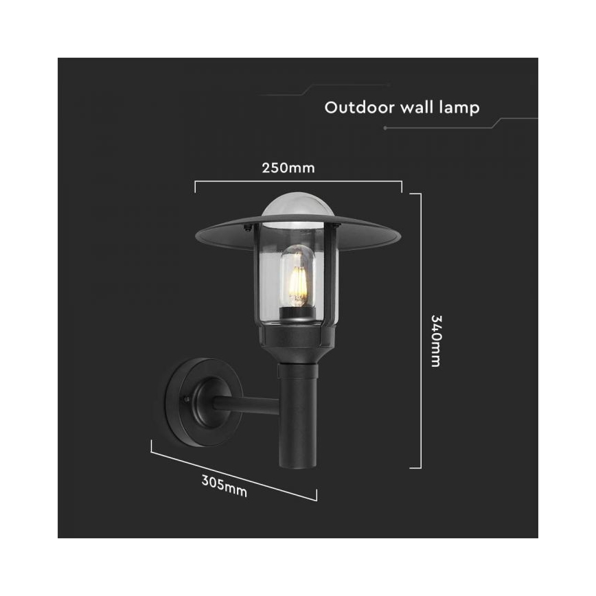 Λάμπα τοίχου εξωτερικού χώρου 1xE27/60W/230V IP44 μαύρο