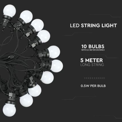 Λαμπάκια LED εξωτερικού χώρου STRING 5m 10xLED/0,5W/230V IP44 3000K