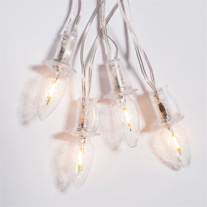 Λαμπάκια επέκταση LED εξωτερικού χώρου CONE FILAMENT 20xE10 14m διαφανής/θερμό λευκό IP44, Made in the EU