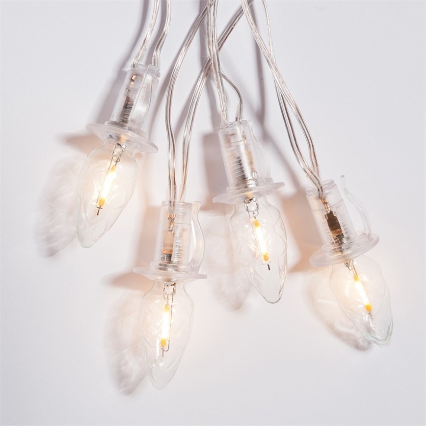 Λαμπάκια επέκταση LED εξωτερικού χώρου CONE FILAMENT 20xE10 14m διαφανής/θερμό λευκό IP44, Made in the EU