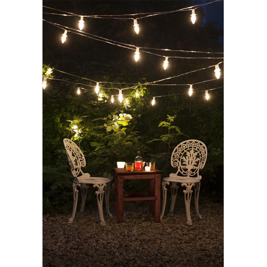 Λαμπάκια επέκταση LED εξωτερικού χώρου CONE FILAMENT 20xE10 14m διαφανής/θερμό λευκό IP44, Made in the EU