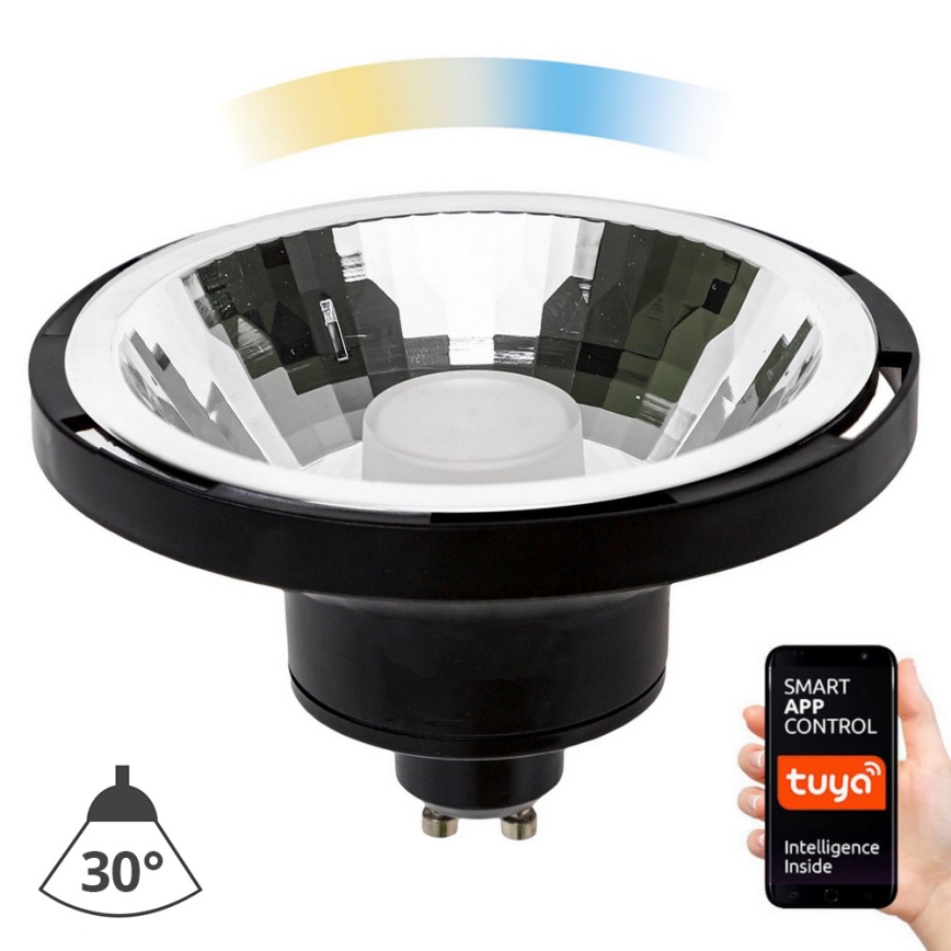 Λαμπτήρας Dimming LED AR111 GU10/10W/230V 3000-6500K Wi-Fi Tuya 30° μαύρο