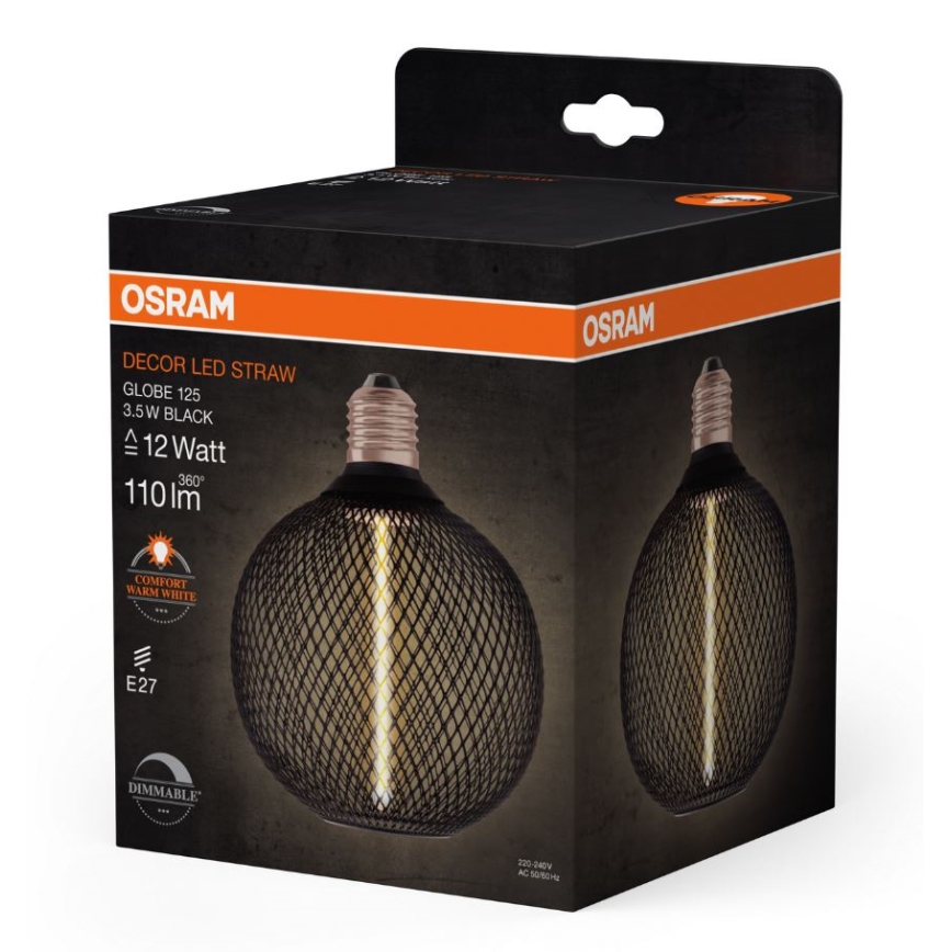 Λαμπτήρας Dimming LED DECOR  FILAMENT G125 E27/3,5W/230V 1800K μαύρο - Osram