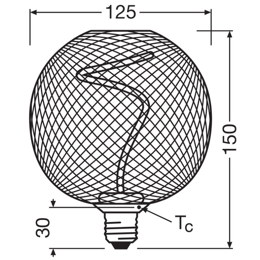 Λαμπτήρας Dimming LED DECOR FILAMENT G125 E27/3,5W/230V 1800K μαύρο - Osram