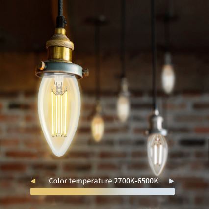 Λαμπτήρας Dimming LED FILAMENT C35 E27/4,5W/230V 2700-6500K Wi-Fi - Aigostar